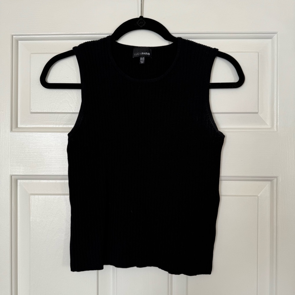 Lucy Paris Black Ribbed Tank